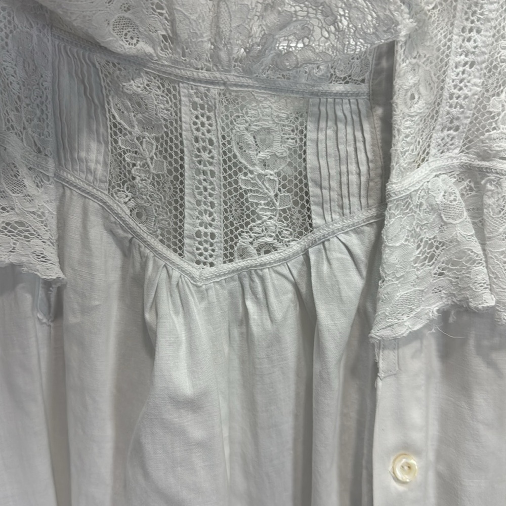 Edwardian antique Elegant White Lace Nightgown maxi long - Picture 3 of 11